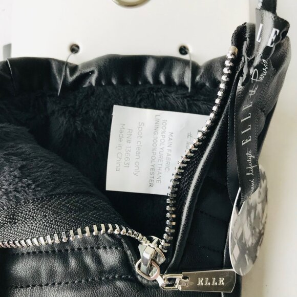 Elle  Women’s Gloves With Lining Black  Patterned Faux Leather - Picture 4 of 6